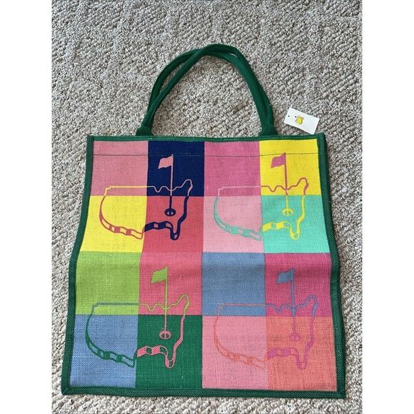 New 2025 Masters Tournament Official Jute Tote Bag Multicolor Augusta National - Picture 1 of 3